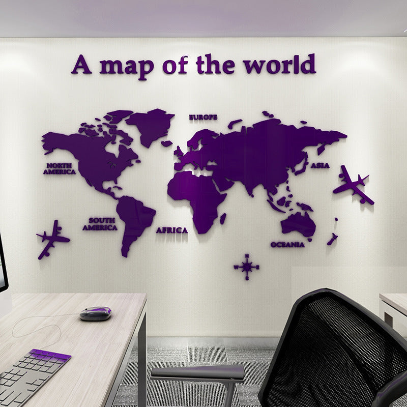 Map Of The World Acrylic 3D Wall Sticker