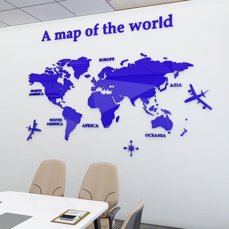 Map Of The World Acrylic 3D Wall Sticker