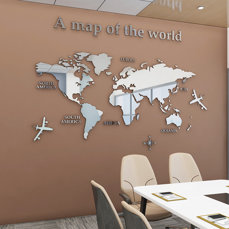 Map Of The World Acrylic 3D Wall Sticker