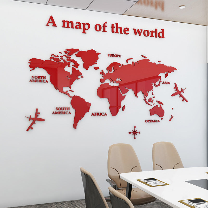 Map Of The World Acrylic 3D Wall Sticker