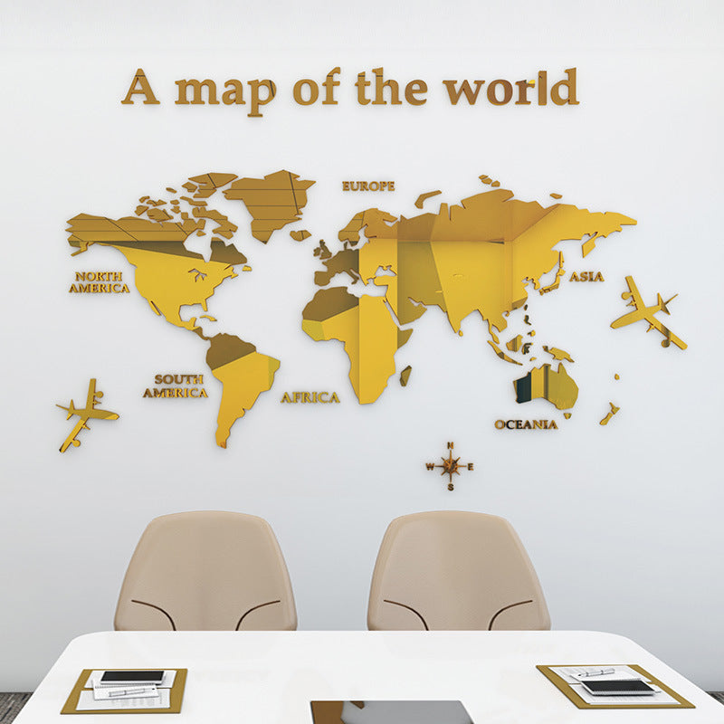 Map Of The World Acrylic 3D Wall Sticker