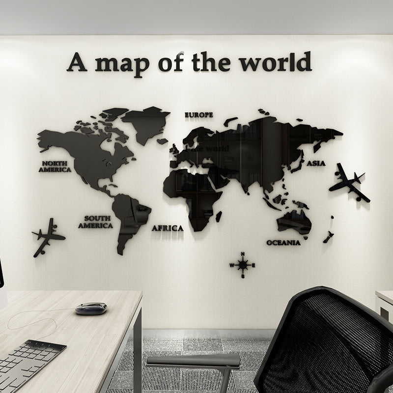 Map Of The World Acrylic 3D Wall Sticker