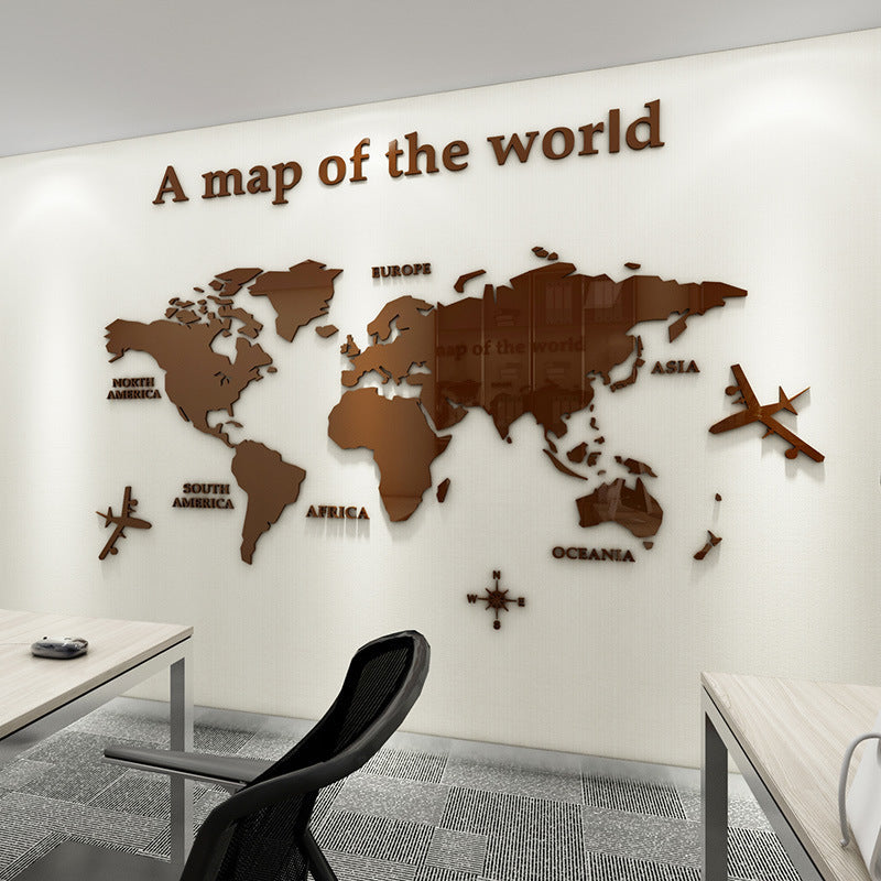 Map Of The World Acrylic 3D Wall Sticker